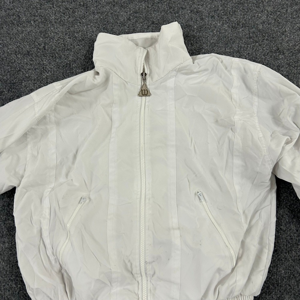 Wilson Jacket Womens Size S White Windbreaker Full Zip Mock Neck Athletic Sport